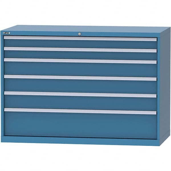 LISTA - 6 Drawer, 84 Compartment Bright Blue Steel Modular Storage Cabinet - Caliber Tooling