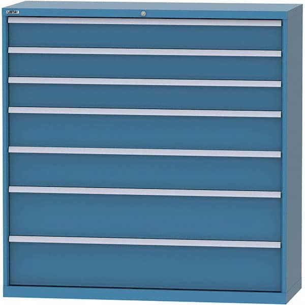 LISTA - 7 Drawer, 84 Compartment Bright Blue Steel Modular Storage Cabinet - Caliber Tooling