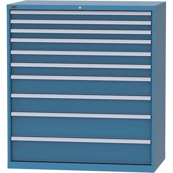 LISTA - 10 Drawer, 159 Compartment Bright Blue Steel Modular Storage Cabinet - Caliber Tooling