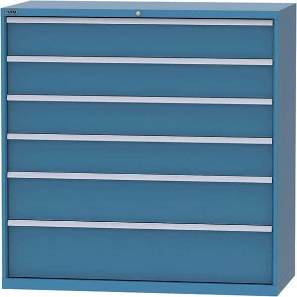 LISTA - 6 Drawer, 84 Compartment Bright Blue Steel Modular Storage Cabinet - Caliber Tooling