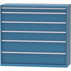 LISTA - 6 Drawer, 84 Compartment Bright Blue Steel Modular Storage Cabinet - Caliber Tooling