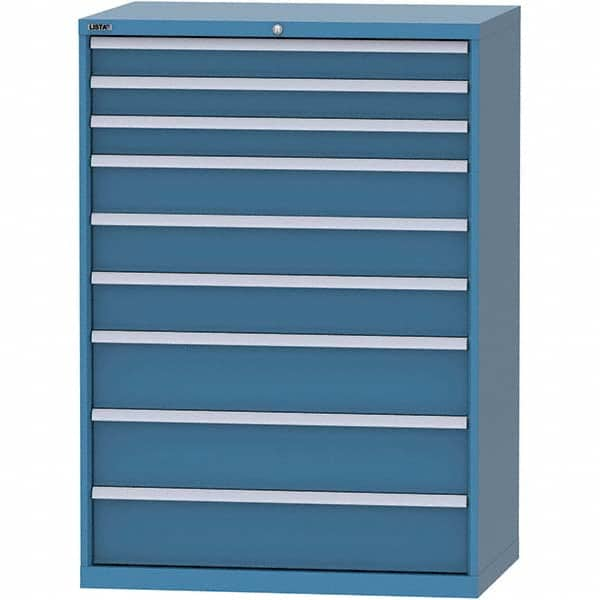 LISTA - 9 Drawer, 99 Compartment Bright Blue Steel Modular Storage Cabinet - Caliber Tooling