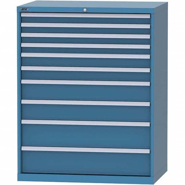 LISTA - 10 Drawer, 99 Compartment Bright Blue Steel Modular Storage Cabinet - Caliber Tooling