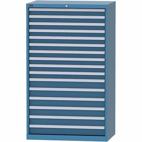 LISTA - 16 Drawer, 84 Compartment Bright Blue Steel Modular Storage Cabinet - Caliber Tooling