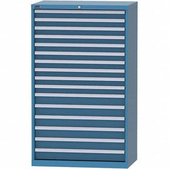 LISTA - 16 Drawer, 84 Compartment Bright Blue Steel Modular Storage Cabinet - Caliber Tooling