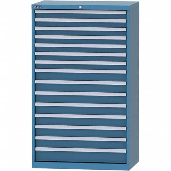 LISTA - 15 Drawer, 84 Compartment Bright Blue Steel Modular Storage Cabinet - Caliber Tooling