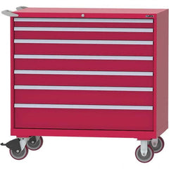 LISTA - 7 Drawer, 99 Compartment Red Steel Modular Storage Cabinet - Caliber Tooling