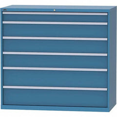 LISTA - 6 Drawer, 84 Compartment Bright Blue Steel Modular Storage Cabinet - Caliber Tooling