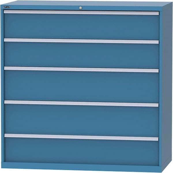 LISTA - 5 Drawer, 84 Compartment Bright Blue Steel Modular Storage Cabinet - Caliber Tooling