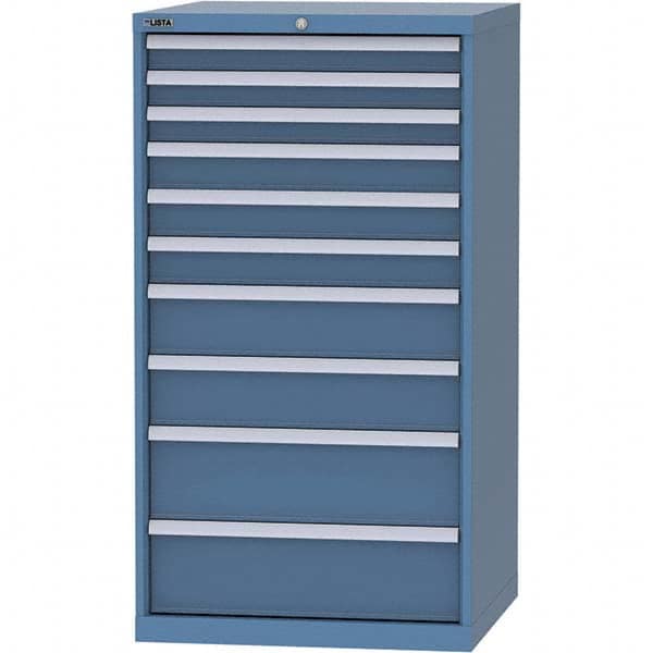 LISTA - 10 Drawer, 45 Compartment Bright Blue Steel Modular Storage Cabinet - Caliber Tooling