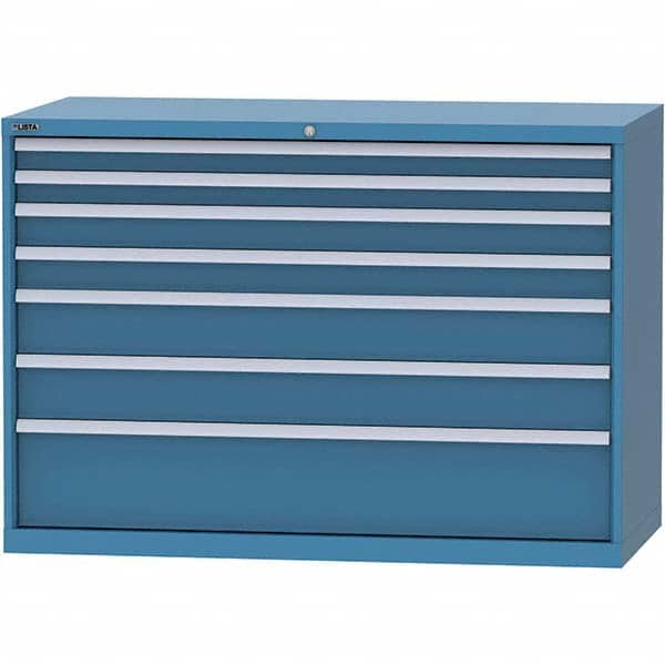 LISTA - 7 Drawer, 84 Compartment Bright Blue Steel Modular Storage Cabinet - Caliber Tooling