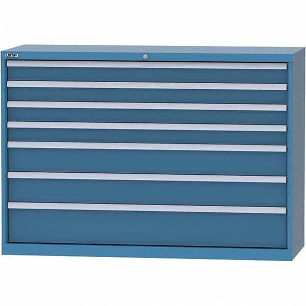 LISTA - 7 Drawer, 84 Compartment Bright Blue Steel Modular Storage Cabinet - Caliber Tooling