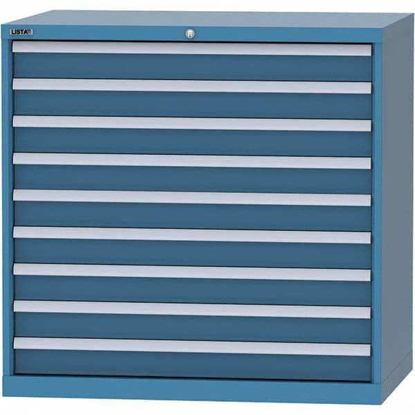 LISTA - 9 Drawer, 99 Compartment Bright Blue Steel Modular Storage Cabinet - Caliber Tooling