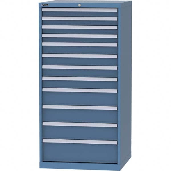 LISTA - 12 Drawer, 124 Compartment Bright Blue Steel Modular Storage Cabinet - Caliber Tooling