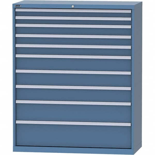 LISTA - 10 Drawer, 99 Compartment Bright Blue Steel Modular Storage Cabinet - Caliber Tooling