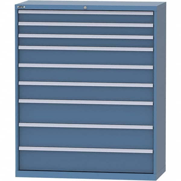 LISTA - 9 Drawer, 99 Compartment Bright Blue Steel Modular Storage Cabinet - Caliber Tooling