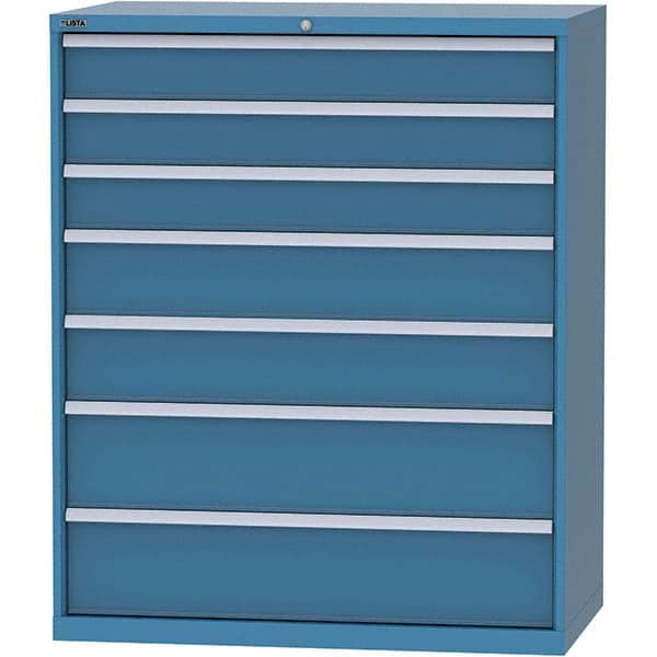 LISTA - 7 Drawer, 159 Compartment Bright Blue Steel Modular Storage Cabinet - Caliber Tooling