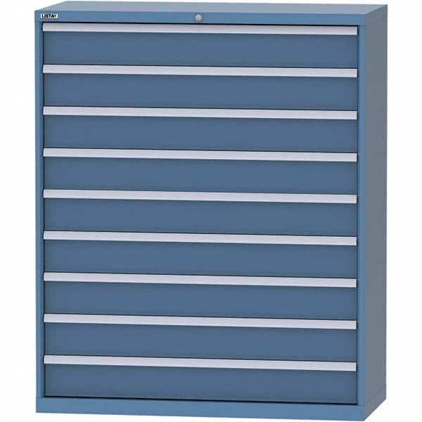 LISTA - 9 Drawer, 99 Compartment Bright Blue Steel Modular Storage Cabinet - Caliber Tooling