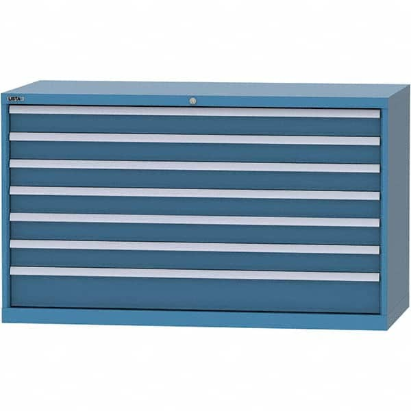 LISTA - 7 Drawer, 84 Compartment Bright Blue Steel Modular Storage Cabinet - Caliber Tooling