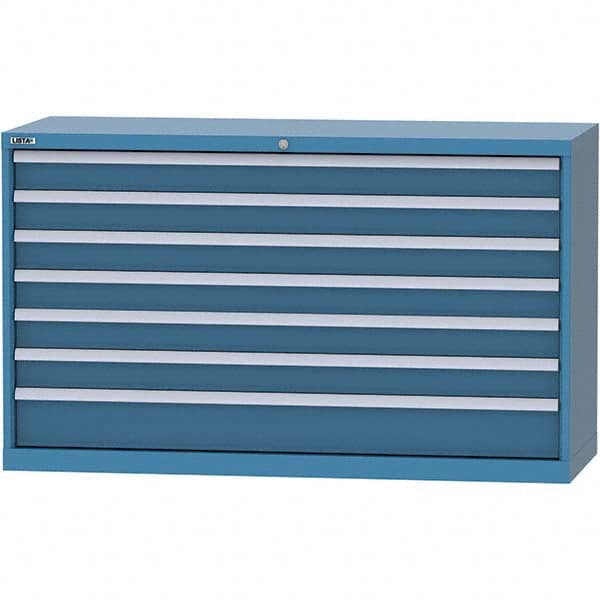 LISTA - 7 Drawer, 84 Compartment Bright Blue Steel Modular Storage Cabinet - Caliber Tooling