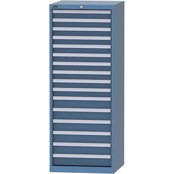 LISTA - 16 Drawer, 84 Compartment Bright Blue Steel Modular Storage Cabinet - Caliber Tooling