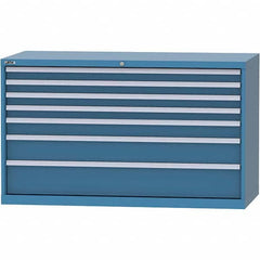 LISTA - 7 Drawer, 84 Compartment Bright Blue Steel Modular Storage Cabinet - Caliber Tooling