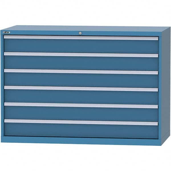 LISTA - 6 Drawer, 84 Compartment Bright Blue Steel Modular Storage Cabinet - Caliber Tooling