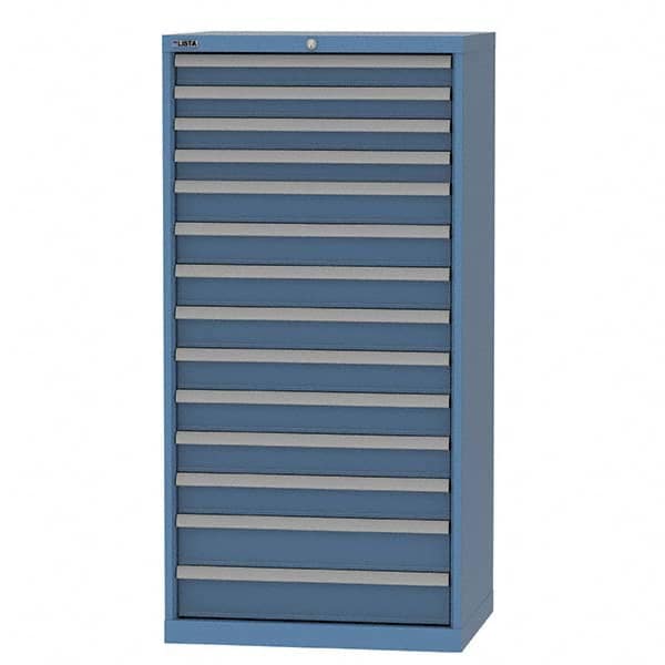 LISTA - 14 Drawer, 93 Compartment Bright Blue Steel Modular Storage Cabinet - Caliber Tooling