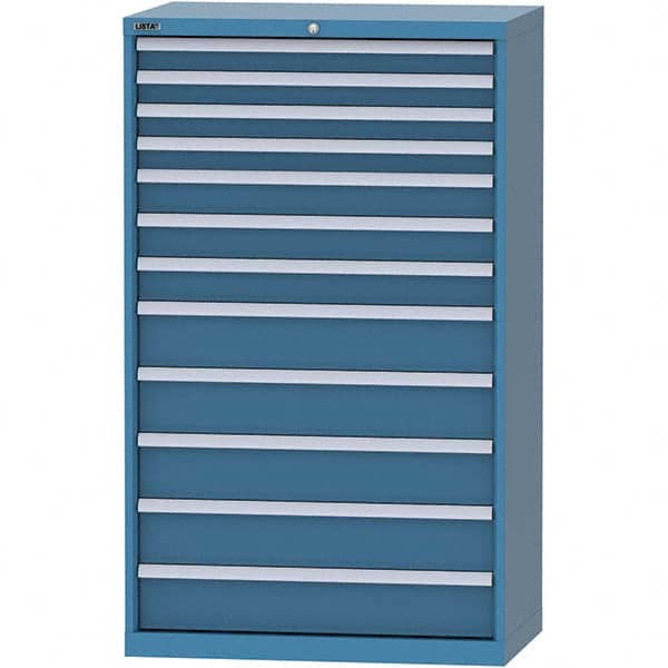 LISTA - 12 Drawer, 84 Compartment Bright Blue Steel Modular Storage Cabinet - Caliber Tooling