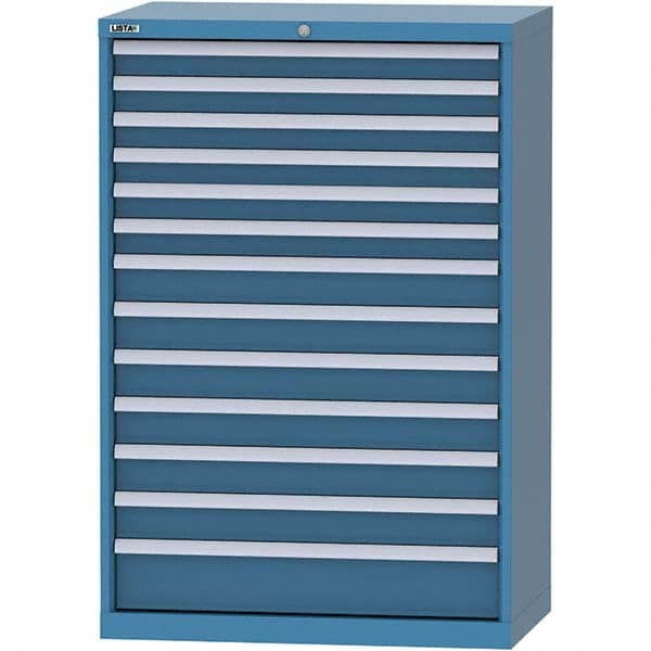 LISTA - 13 Drawer, 84 Compartment Bright Blue Steel Modular Storage Cabinet - Caliber Tooling