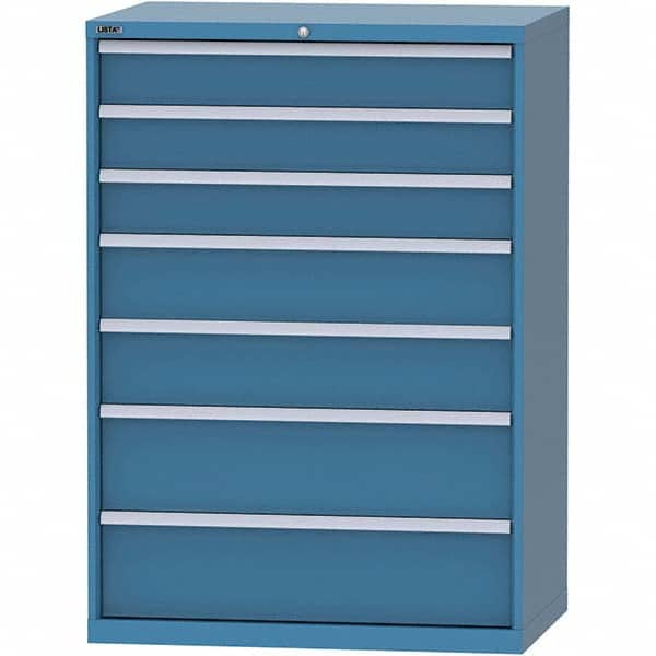 LISTA - 7 Drawer, 99 Compartment Bright Blue Steel Modular Storage Cabinet - Caliber Tooling