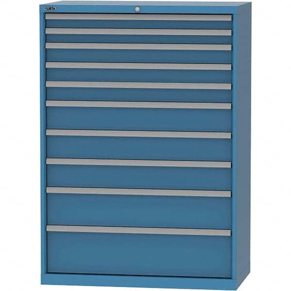 LISTA - 10 Drawer, 84 Compartment Bright Blue Steel Modular Storage Cabinet - Caliber Tooling