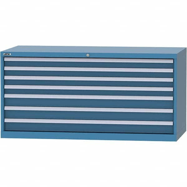 LISTA - 7 Drawer, 84 Compartment Bright Blue Steel Modular Storage Cabinet - Caliber Tooling