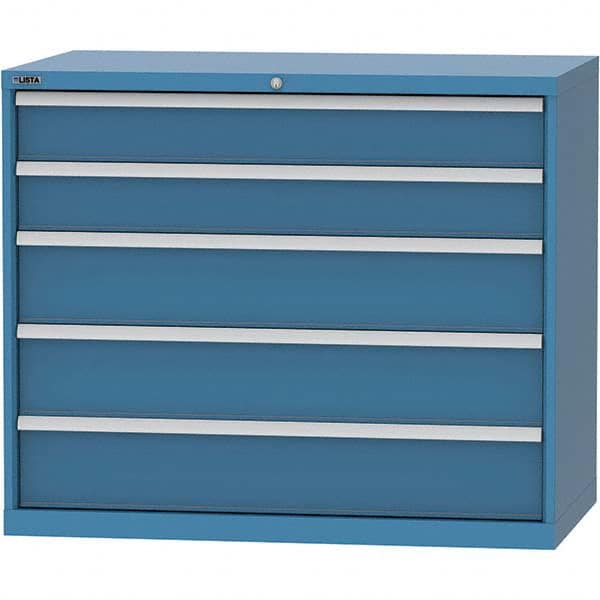 LISTA - 5 Drawer, 99 Compartment Bright Blue Steel Modular Storage Cabinet - Caliber Tooling