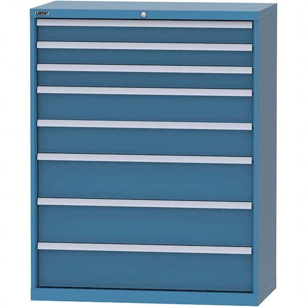 LISTA - 8 Drawer, 84 Compartment Bright Blue Steel Modular Storage Cabinet - Caliber Tooling