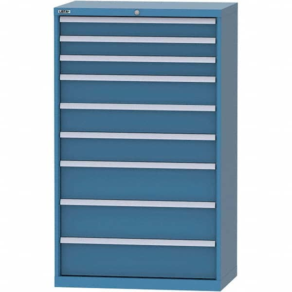 LISTA - 9 Drawer, 84 Compartment Bright Blue Steel Modular Storage Cabinet - Caliber Tooling