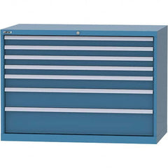 LISTA - 7 Drawer, 99 Compartment Bright Blue Steel Modular Storage Cabinet - Caliber Tooling