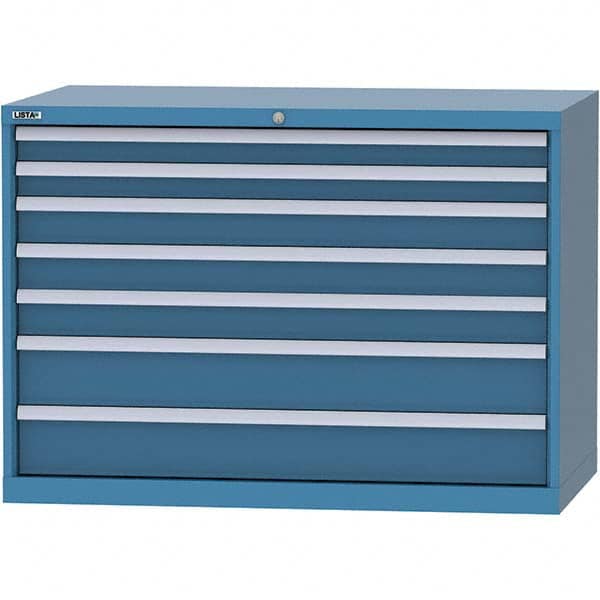 LISTA - 7 Drawer, 99 Compartment Bright Blue Steel Modular Storage Cabinet - Caliber Tooling