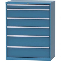 LISTA - 6 Drawer, 99 Compartment Bright Blue Steel Modular Storage Cabinet - Caliber Tooling