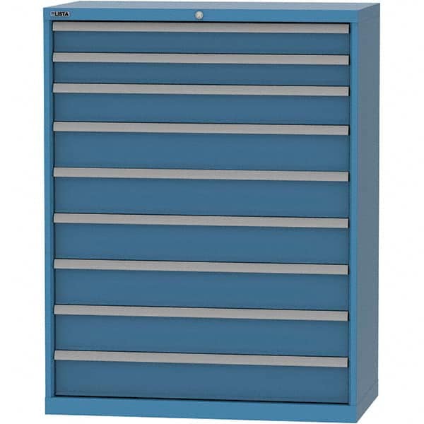 LISTA - 9 Drawer, 84 Compartment Bright Blue Steel Modular Storage Cabinet - Caliber Tooling