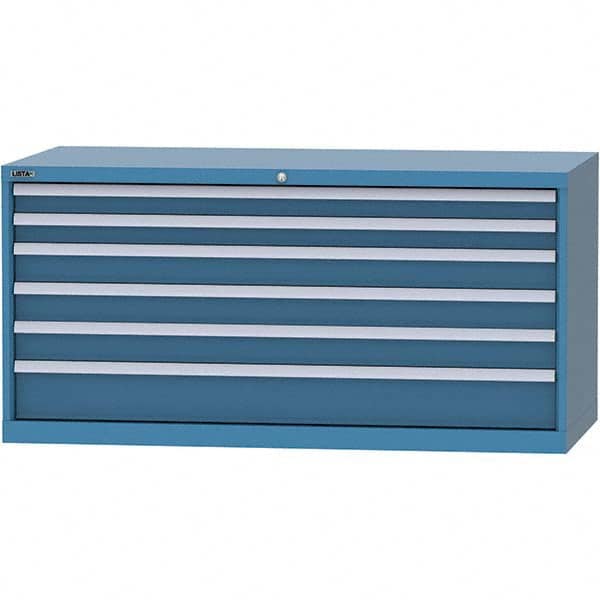 LISTA - 6 Drawer, 84 Compartment Bright Blue Steel Modular Storage Cabinet - Caliber Tooling