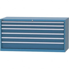 LISTA - 6 Drawer, 84 Compartment Bright Blue Steel Modular Storage Cabinet - Caliber Tooling