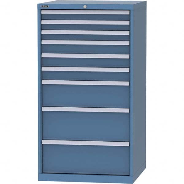 LISTA - 9 Drawer, 45 Compartment Bright Blue Steel Modular Storage Cabinet - Caliber Tooling