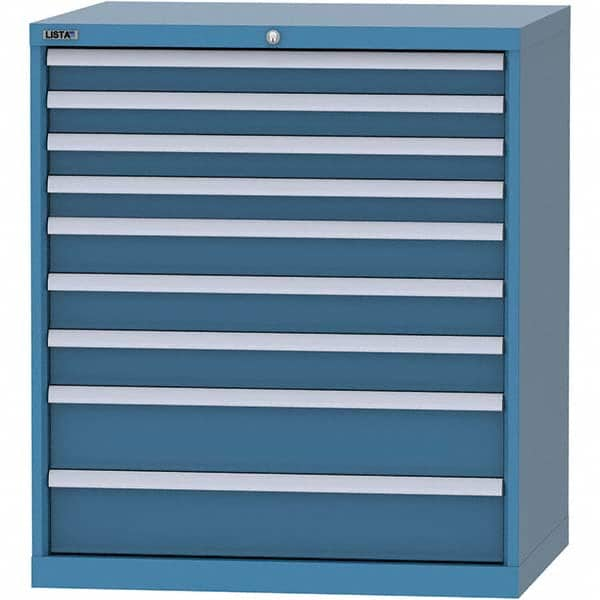 LISTA - 9 Drawer, 84 Compartment Bright Blue Steel Modular Storage Cabinet - Caliber Tooling