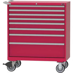 LISTA - 8 Drawer, 84 Compartment Red Steel Modular Storage Cabinet - Caliber Tooling