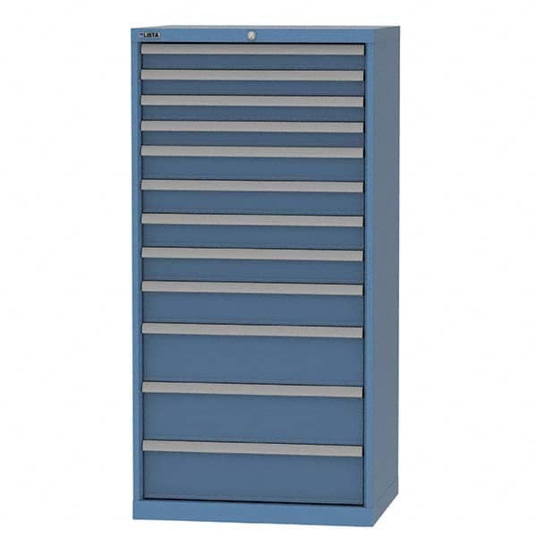 LISTA - 12 Drawer, 93 Compartment Bright Blue Steel Modular Storage Cabinet - Caliber Tooling