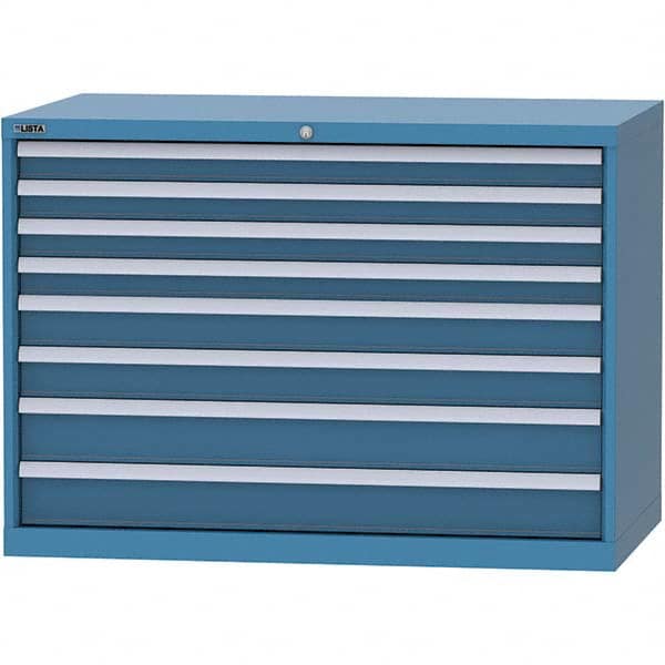 LISTA - 8 Drawer, 99 Compartment Bright Blue Steel Modular Storage Cabinet - Caliber Tooling