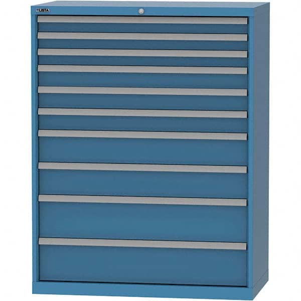 LISTA - 10 Drawer, 84 Compartment Bright Blue Steel Modular Storage Cabinet - Caliber Tooling