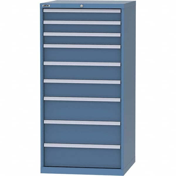 LISTA - 9 Drawer, 45 Compartment Bright Blue Steel Modular Storage Cabinet - Caliber Tooling