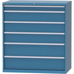 LISTA - 6 Drawer, 99 Compartment Bright Blue Steel Modular Storage Cabinet - Caliber Tooling